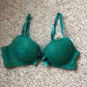 Limited edition teal and gold 34B aerie bra.